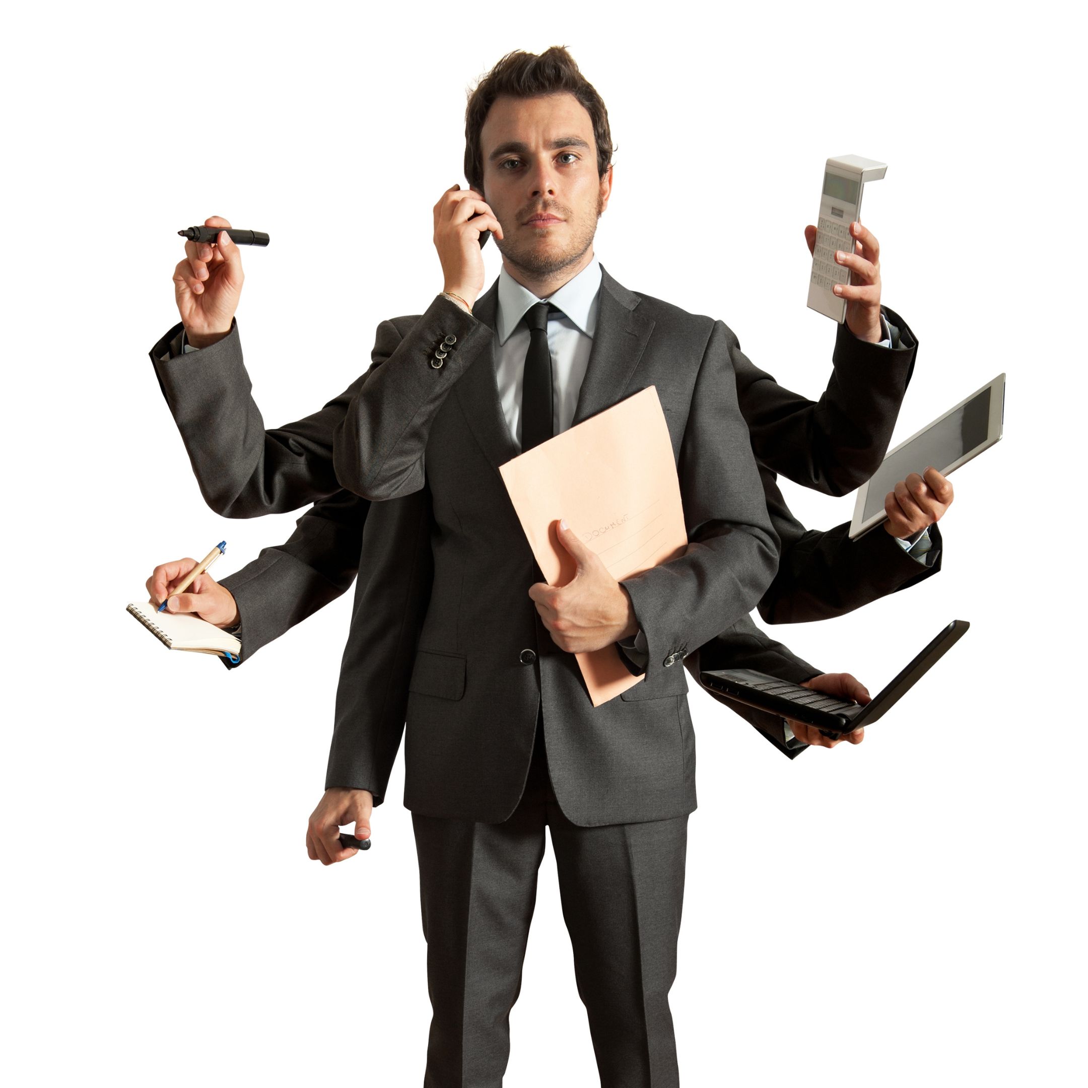Man juggling many activities while multitasking