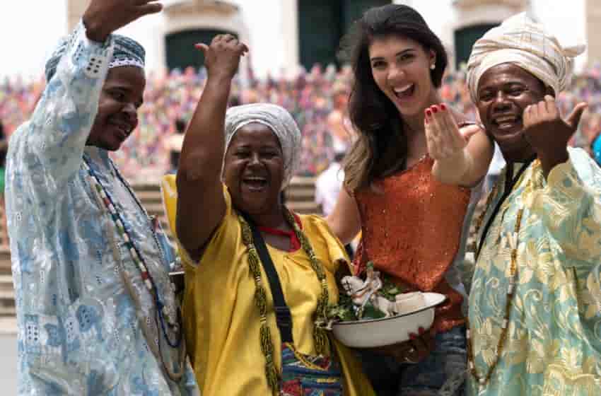 Group of people in festive cultural clothing